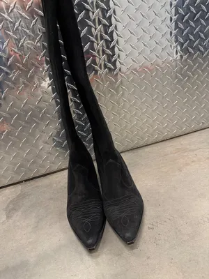 Raye Castiel Suede Cowboy Boots Black Womens Size 8 thumbnail 4