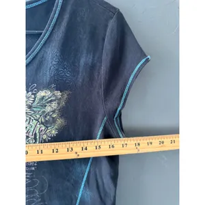 Suzie in the City Y2k Grunge XL Black Margaritas Graphic Tee Rhinestone USA thumbnail 4