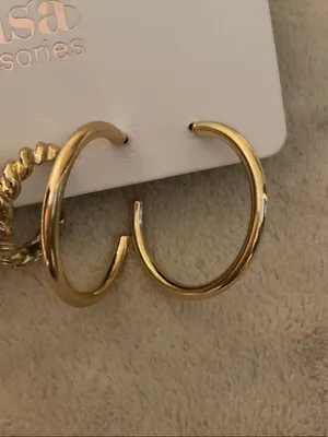 SHEIN Gold-Tone Mixed Hoop Earring Set with Enamel Mushroom Charm thumbnail 4