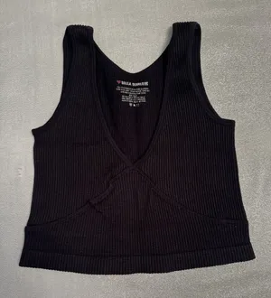 Bella Seamless Sports Bra Crop Top Comfort Bra Black Stretchy thumbnail 1