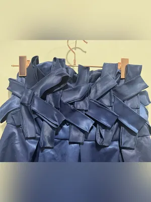 NWT Fumblin Foe Navy Blue Woven Lattice Bow Strapless Cocktail Mini Dress L⁠ thumbnail 3