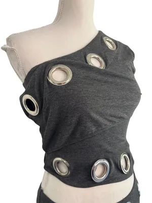 Jaded London Asymmetric Eyelet Dress in Dark Grey 2 New Womens mini thumbnail 6