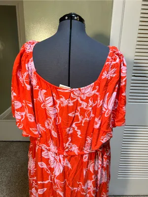 Ava & Viv Women’s Plus Size 3X Maxi Dress Orange Light Purple Floral Sweetheart thumbnail 9