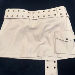 Princess Polly Iconic Cargo Mini Skirt White Denim Belted 2 thumbnail 2