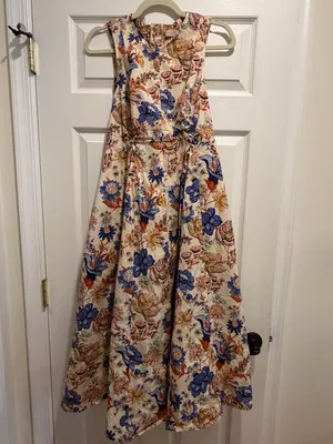 Ulla Johnson Kaiya Dress Sz 6 Magnolia Floral Pleated Cotton Poplin Midi Dress thumbnail 8