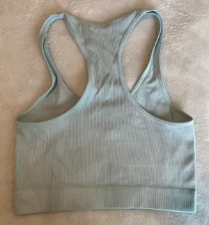 Green Ribbed Crop Top Blue Size M thumbnail 3