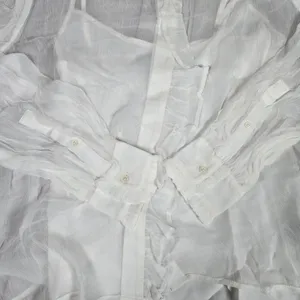 J. Crew Ruffle button-up shirt in crinkle chiffon‎ in Ivory 0 thumbnail 6