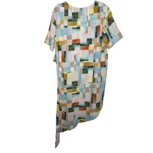 GiGiO Linen Tencel Asymmetrical Tunic Top Size L Abstract Art Print thumbnail 10