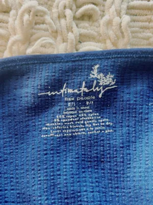 Free People Blue Waffle-Knit Crop Tank thumbnail 4