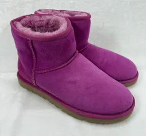 UGG Mini Boots Suede Leather Sheepskin‎ Lined SugarPlum Women's Size 6 thumbnail 1