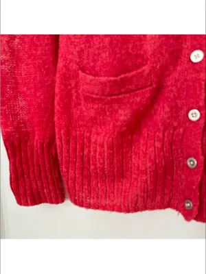 Fossil Mohair Blend Button Front V Neck Cardigan Sweater Womens Medium Pink thumbnail 2