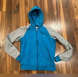 Nike Sweater Womens large Blue Hoodie Full Zip Team Club Gym Outdoors Ladies thumbnail 1