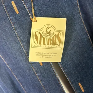 Vintage Stubbs Collection Denim Button-Up Long Sleeve Shirt NO BUTTONS Size L thumbnail 2