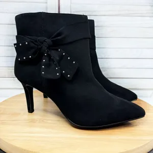 Torrid Studded Side Bow Ankle Boots Booties‎ Black Microfiber 9.5W thumbnail 2