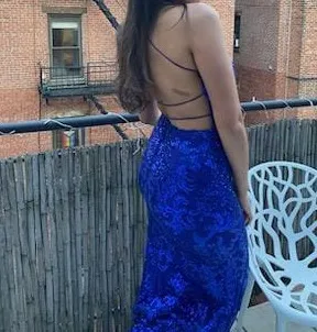 Windsor Blue Sequin Prom Dress thumbnail 4