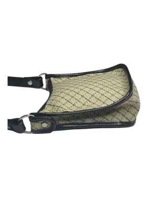 DKNY 𖣴 Woven Crosshatch Mini Bag Handbag 𖣴 Straw 𖣴 Choc Brown Leather Trim 𖣴 thumbnail 4