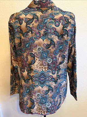 🐂🐂🐂BOGOHO🐂🐂🐂Ariat Tan Paisley Print Pearl Snap LS Shirt-Large thumbnail 9