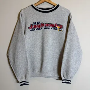 Gear for Sports Vintage University of Kansas KU Jayhawks Crewneck Sweatshirt Mens Small Gray 90s thumbnail 4