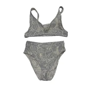 Madewell Reversible‎ Bikini Set Womens M Gray Tropical Floral High Waist Swim thumbnail 3