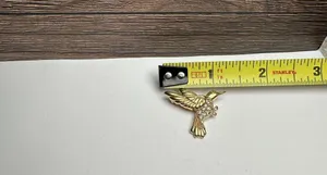 Trifari Rhinestone Hummingbird Bird Gold Tone Small Brooch Pin Signed thumbnail 5