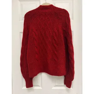 Abercrombie & Fitch Red Cable Knit Mock Neck Sweater Small Raglan Sleeve thumbnail 2