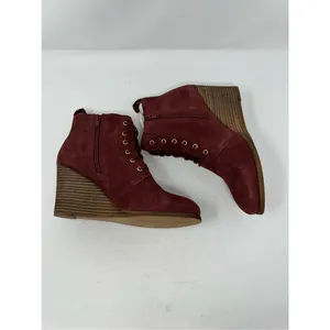 Diba Blake Suede Bootie Burgundy Ankle Boot Lace Up Wedges Size 9.5 NWOB thumbnail 6