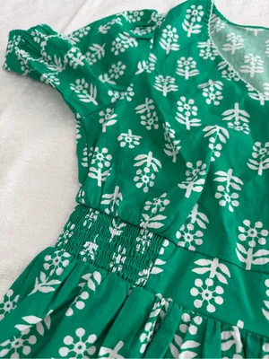 J.Crew Block Print Puff Sleeve Midi Dress Green Size 6 NWT thumbnail 7