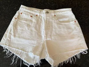 Levi's White 501 Frayed Hem Denim Shorts WHITE thumbnail 1