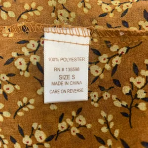 Liberty Love Women's S Boho Floral Duster Vest Mustard Yellow Sheer‎ Tie Front thumbnail 6