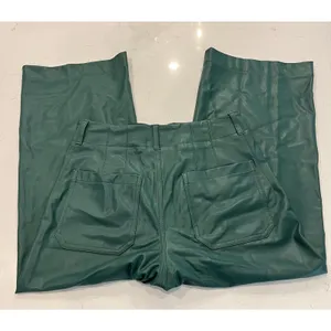 Maeve The Collette Faux Leather Green Wide Leg Cropped Pants Size 30 thumbnail 5