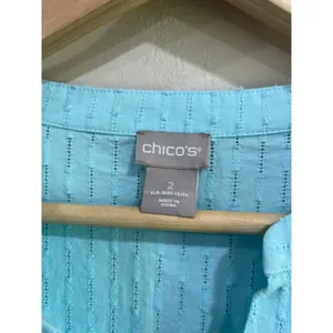Chico's‎ Blue Textured 100% Cotton Boho Tunic Blouse Size 2 US=12/14 thumbnail 3