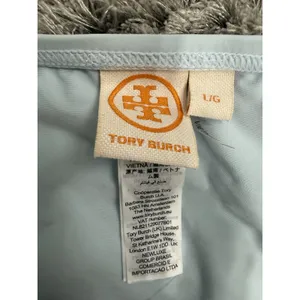 Tory Burch Miller Light Blue Bikini Bottom Low Rise Silver Logo Buckle Size L thumbnail 7