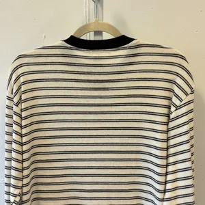 Lush Women's Ivory Black Striped Thermal Long Sleeve Top Small‎ T16919B Casual thumbnail 4