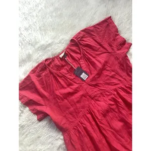 NWT Universal Thread Linen Blend Babydoll Top XL Pink Short Sleeve V-Neck thumbnail 2