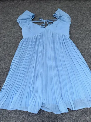 Lulu's Amalfi Coast Light Blue Pleated Flutter Sleeve Mini Dress thumbnail 10