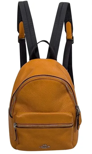 Coach Mini Pebbled Leather Backpack Mustard Yellow / Honey –good Condition thumbnail 1