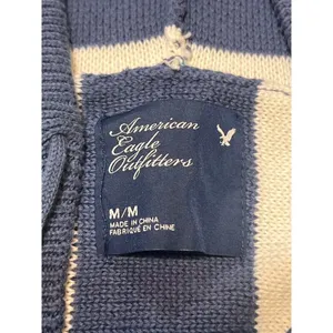 American Eagle Outfitters Striped Knit Hoodie Pullover Sweater Pocket Size M thumbnail 4