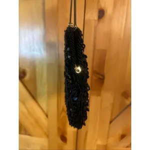 VTG HONG KONG BLACK PLASTIC BEADED PURSE HANDBAG ROARING 20’s (5565) thumbnail 4