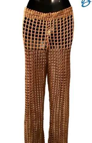 CoverUp Women's Dark Brown Beach Pants Crochet High Waist Swimsuit CoverUps thumbnail 3