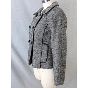 Banana Republic Pea Coat Black White Tweed Wool Blend Double Breasted 4 thumbnail 3