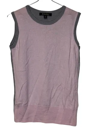 Brooks Brothers Women Tank Sweater Merino Wool Knit Colorblock Pink Gray Medium thumbnail 1