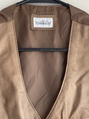 Newport Styleworks 100% Leather Brown Copper Leather Women’s vest Sz XL thumbnail 5