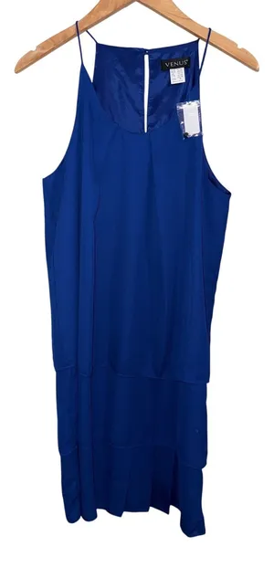 Venus Royal Blue Layered‎ Halter Neck Dress M New With Tags thumbnail 1