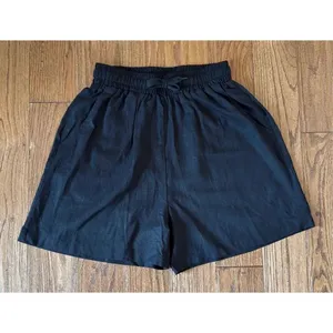 Amazon black high rise linen blend drawstring shorts M thumbnail 2