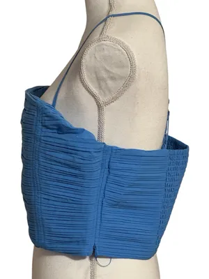 Madewell Blue Crinkle Poplin Crop Spaghetti Strap Tube Top NWT thumbnail 4