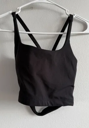 Alphalete Womens Black Square Neck Cross Back Sports Bra Size Small Activewear thumbnail 1