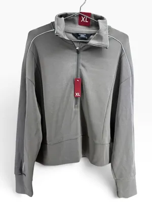 NWT Member's Mark Sandwashed Half Zip Pullover Sweatshirt Gray Women’s XL Soft thumbnail 1