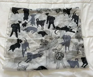 Vintage Dog Lover Womens Scarf 100% Silk Shawl Gray‎ Feminine Whimsy Coquette thumbnail 1