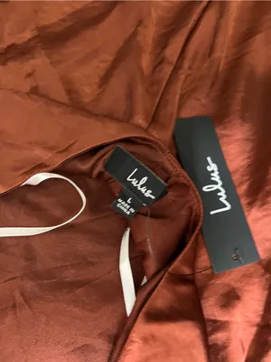 Lulus NWT Women Large Rusty Brown Halter Satin Maxi Dress thumbnail 10