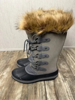 Project Cloud Women's Fur-Trim Leather Waterproof Winter Boots - Gray Size 9 thumbnail 5